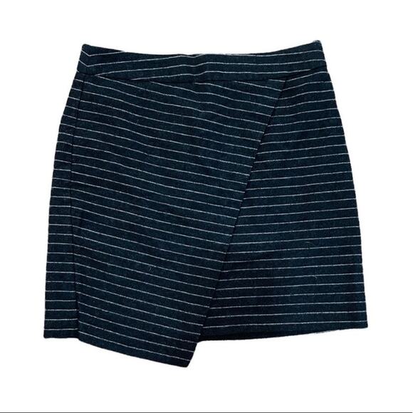 Madewell Asymmetric Wrap Dark Charcoal Gray Front Wool Lined Pencil Skirt - 12 - Picture 7 of 9